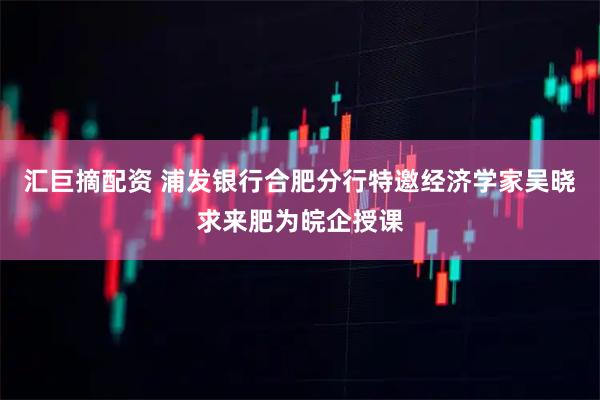 汇巨摘配资 浦发银行合肥分行特邀经济学家吴晓求来肥为皖企授课